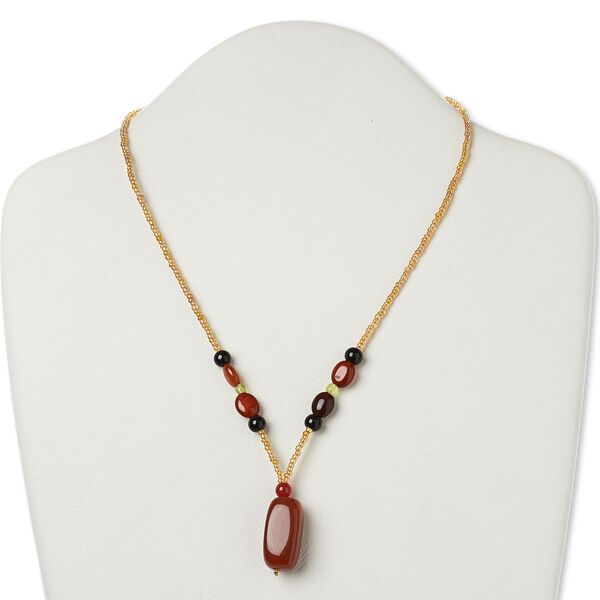 Multi-gemstone / glass / "pewter" (zinc-based alloy) 1pkg1, AB silver-finished / antique gold-finished square tube necklace 17 inch / lobster claw clasp 26x12mm image number 0