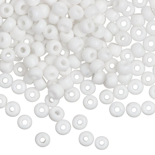 Seed bead, Miyuki, glass, pkg/25g, #6 rocaille, opaque white, (RR-402). image number 0