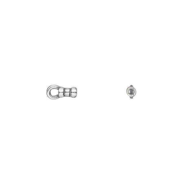 Crimp end, JBB Findings, antique silver-plated pewter (tin-based alloy), 4x2mm tube with loop, 1mm inside diameter. Sold per pkg of 4. image number 0