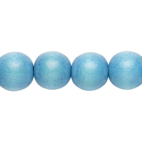 Bead, Taiwanese cheesewood (dyed / waxed), sky blue, 11-12mm round. Sold per pkg of (2) 15-1/2" to 16" strands. image number 0
