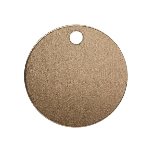 Drop, anodized aluminum, brown, 25.5mm double-sided flat round blank with 3mm hole, 20 gauge. Sold per pkg of 10. image number 0