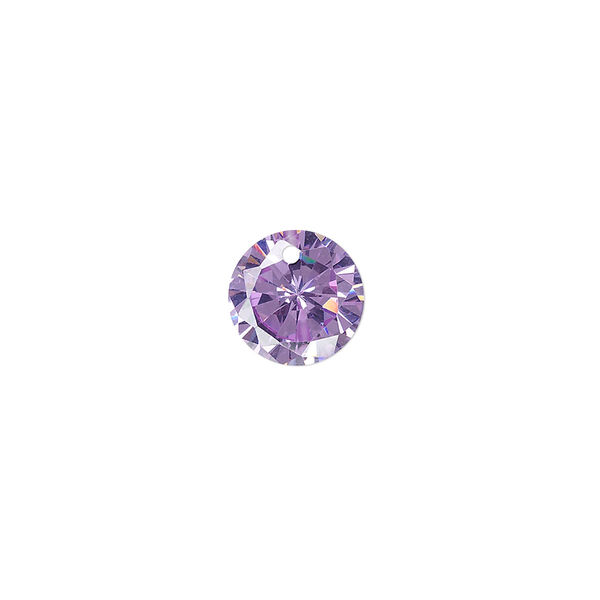 Drop, cubic zirconia, lavender, 10mm hand-faceted round, Mohs hardness 8-1/2. Sold per pkg of 4. image number 0