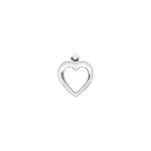 Charm, sterling silver, 10.5mm single-sided open heart. Sold per pkg of 2. image number 0