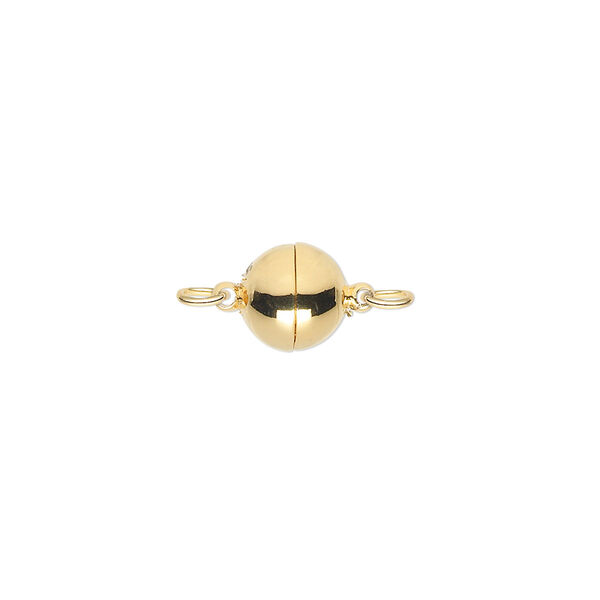 Clasp, magnetic, "vermeil," 8mm smooth round. Sold individually. image number 0