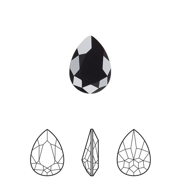 Fancy stone 1pk jet, Crystal Passions® 14x10mm pear 4320 image number 0