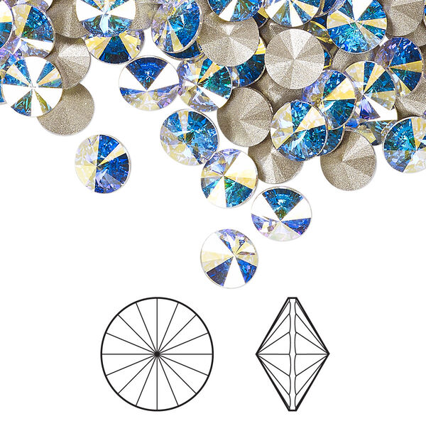 Chaton 24pk crystal AB foil back, Crystal Passions® 6.14-6.32mm rivoli SS29 1122 image number 0