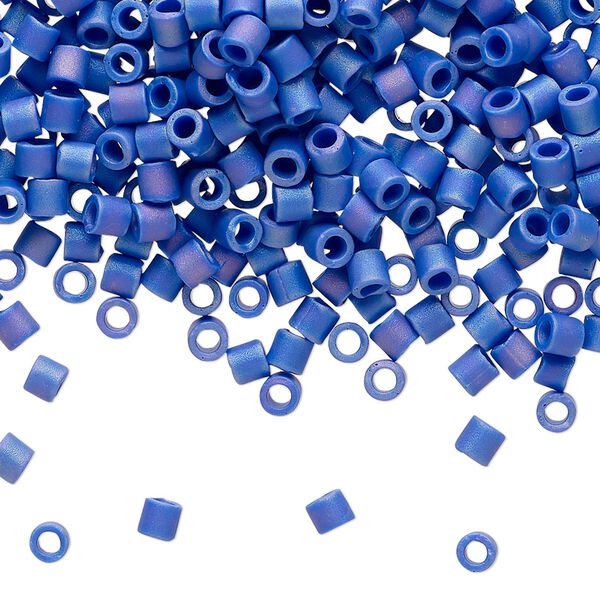 Seed bead, Delica®, glass, pkg/7.5g, #8 round, opaque matte rainbow cobalt (DBL-0880). image number 0