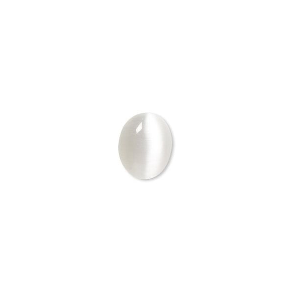 Cabochon, cat's eye glass (fiber optic glass), grey, 10x8mm calibrated oval, quality grade. Sold per pkg of 10. image number 0