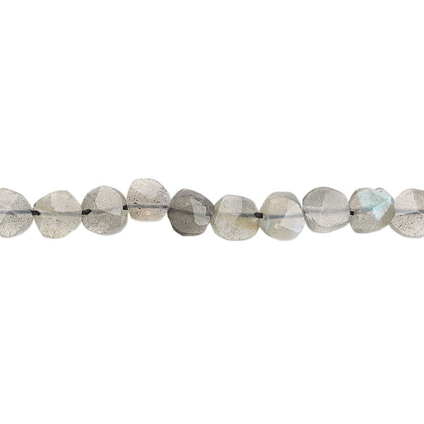 Labradorite 1pkg1, hand-cut faceted flat round bead natural 8 inch 4-6mm image number 0
