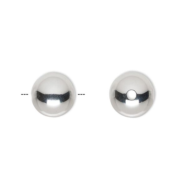Bead, sterling silver, 12mm seamless round. Sold per pkg of 2. image number 0
