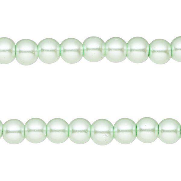 Bead, glass pearl, mint green, 5-6mm round. Sold per pkg of (2) 15-inch strands, approximately 140 beads. image number 0