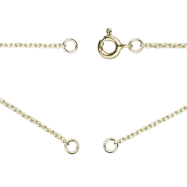 Sterling silver "vermeil" 1pkg1, 1.2mm cable chain necklace component, 18.75 inch / 5mm springring clasp / 3.5mm jump ring gold-plated image number 0