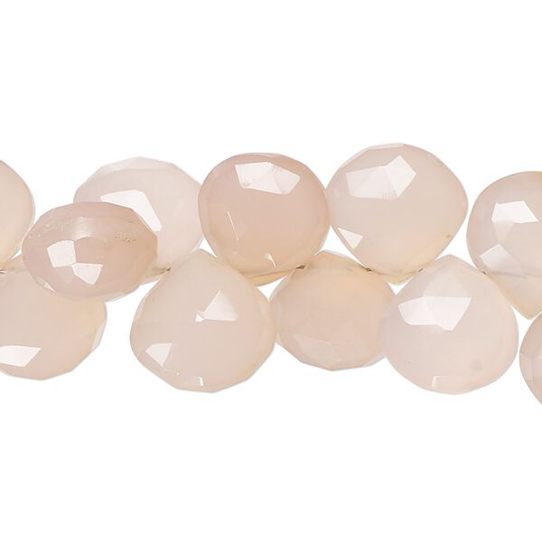 Pink chalcedony 1pkg1, hand-cut top-drilled faceted puffed teardrop bead 8 inch 11-13mm image number 0