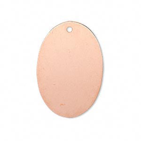 Focal, copper-plated brass, 30x20mm double-sided oval. Sold per pkg of 6. image number 0