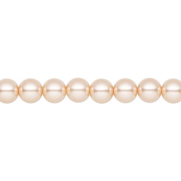 Pearl 200pk peach, Preciosa Czech crystal 6mm round image number 0