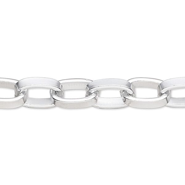 Chain, 1pkg1 silver-plated aluminum, 12x8mm oval cable. Sold per pkg of 5 feet. image number 0