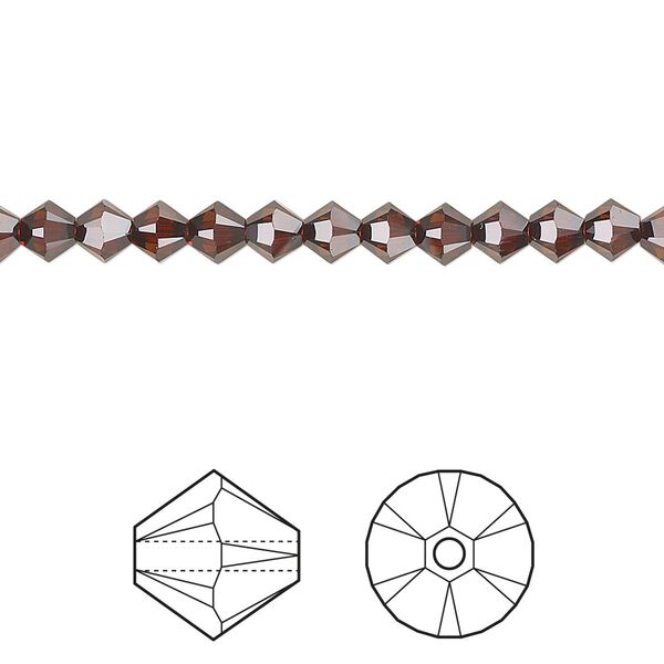Bead 48pk smoked amber, Crystal Passions® 4mm bicone 5328 image number 0