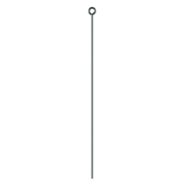Eye pin, gunmetal-plated brass, 2-1/2 inches, 21 gauge. Sold per pkg of 100. image number 0