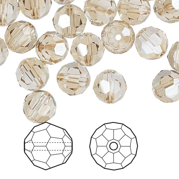 Bead 144pk crystal golden shadow, Crystal Passions® 8mm round 5000 image number 0