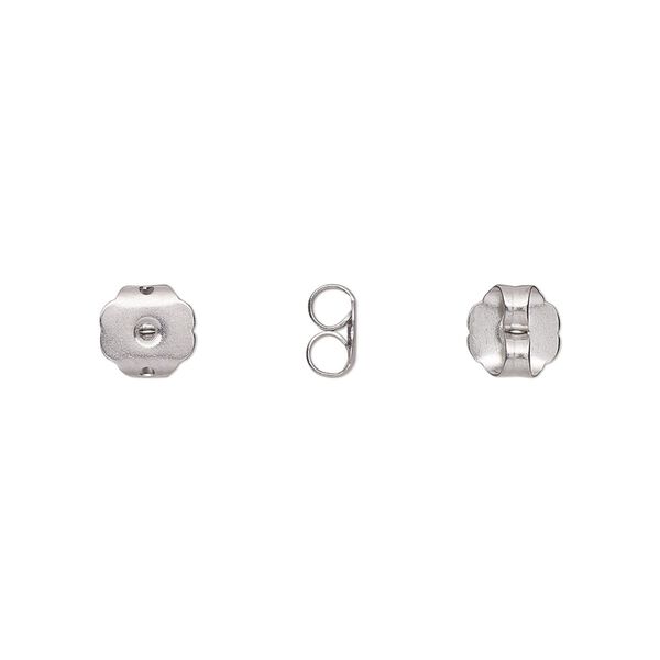 Earnut 1pkg100, 6x6mm scalloped round, stainless steel 50 pair image number 0