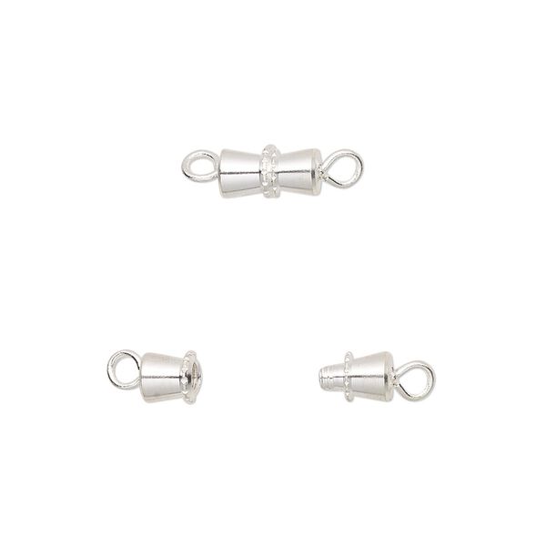 Clasp, barrel, silver-finished brass, 8x4mm. Sold per pkg of 100. image number 0