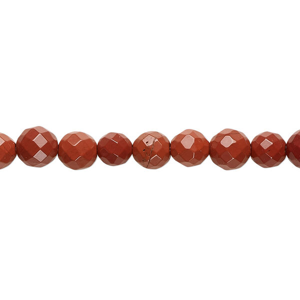 Red jasper 1pkg1, faceted round bead natural 15.5-16 inch 6mm image number 0