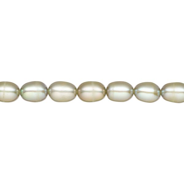 Pearl, cultured freshwater (dyed), light pine, 4-6mm rice, C grade, Mohs hardness 2-1/2 to 4. Sold per 15-inch strand. image number 0