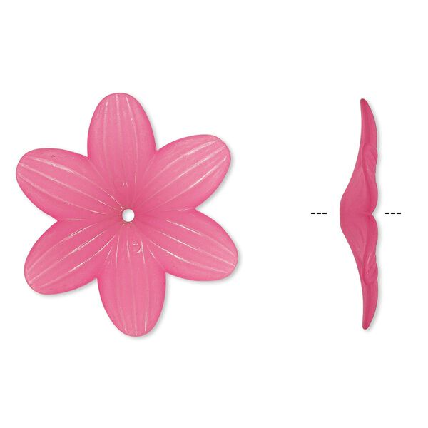 Component, acrylic, frosted fuchsia, 48x7mm flower. Sold per pkg of 10. image number 0