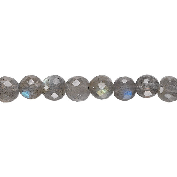 Labradorite 1pkg1, hand-cut faceted round bead natural B grade, 18 inch graduated 6-8mm image number 0