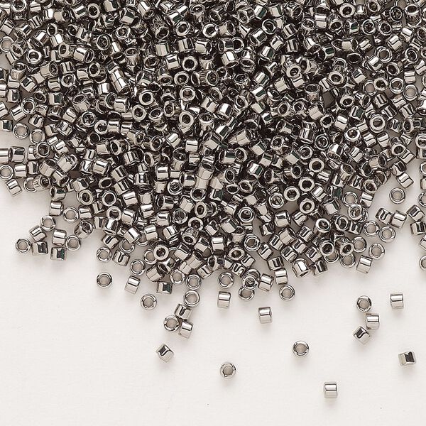 Seed bead, Delica®, glass, pkg/7.5g, #11 round, opaque nickel-plated (DB-0021). image number 0