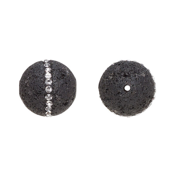 Lava rock / crystal 1pkg1, round bead natural 14mm image number 0