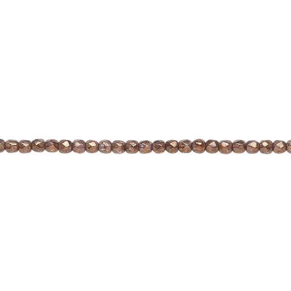 Bead, Czech fire-polished glass, translucent copper luster, 2mm faceted round. Sold per pkg of 1,200 (1 mass). image number 0