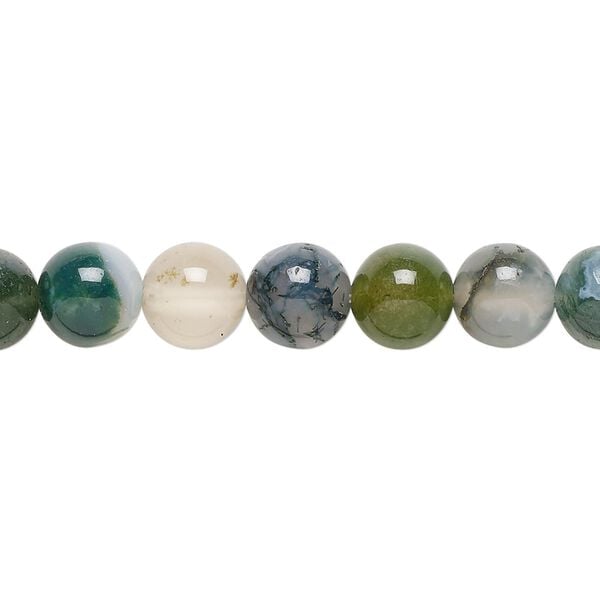 Moss agate 1pkg1, round bead natural 15.5-16 inch 8mm image number 0