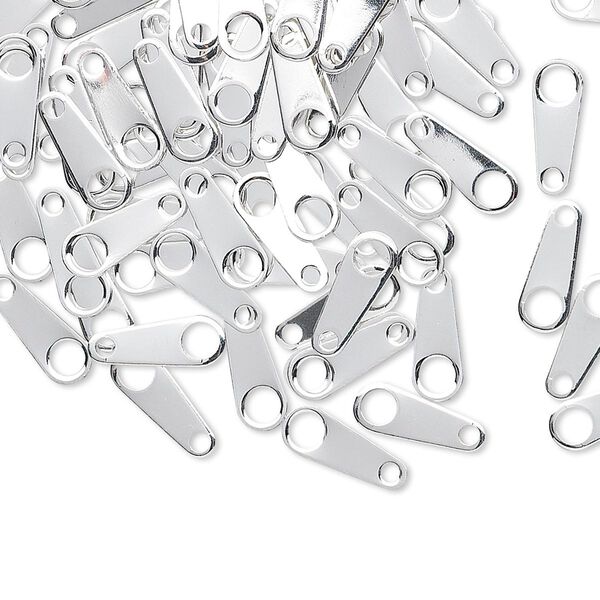 Chain tab, silver-plated brass, 10x4mm. Sold per pkg of 100. image number 0