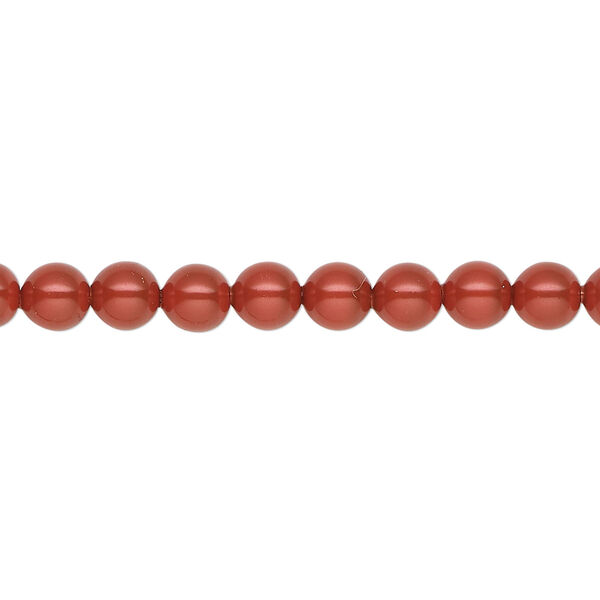 Pearl 100pk dark coral pearl, Crystal Passions® 5mm round 5810 image number 0