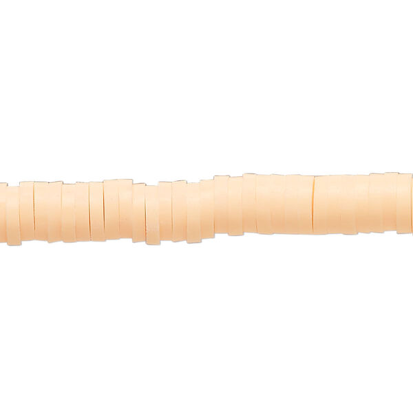 Bead, polymer clay, opaque peach, 6x1-1/2mm heishi. Sold per pkg of (2) 16-inch strands. image number 0