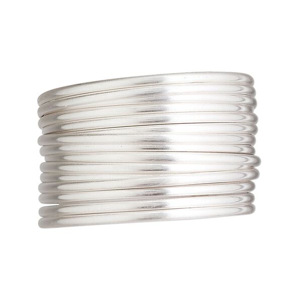 Wire, sterling silver, half-hard, half-round, 14 gauge. Sold per pkg of 5 feet. image number 0
