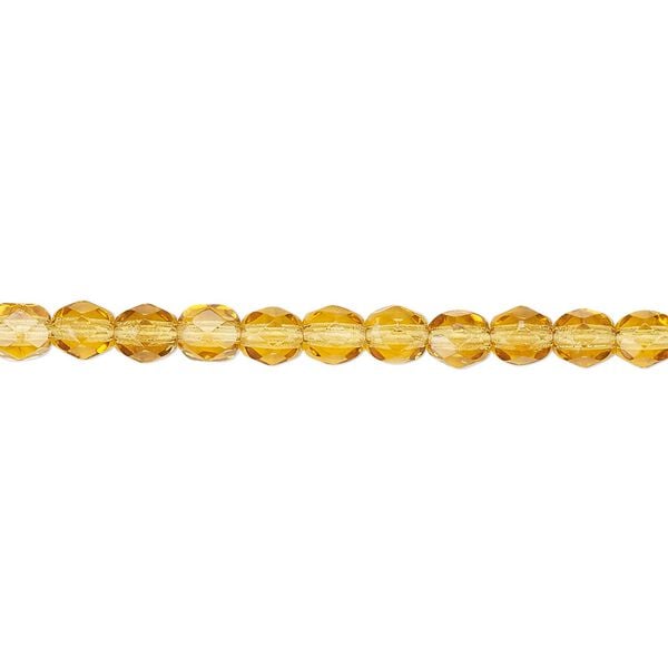 Bead, Czech fire-polished glass, transparent honey, 4mm faceted round. Sold per 15-1/2" to 16" strand, approximately 100 beads. image number 0