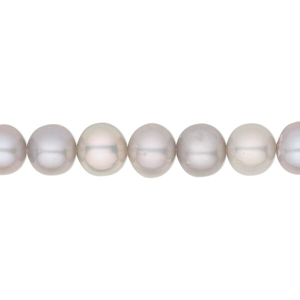 Pearl, cultured freshwater (dyed), light grey to dark silver grey, 7-8mm semi-round, B grade, Mohs hardness 2-1/2 to 4. Sold per 15-1/2" to 16" strand. image number 0