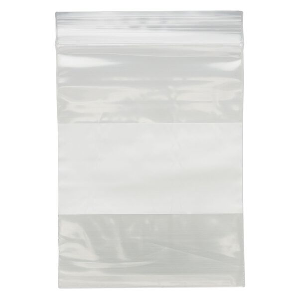 Bag, Tite-Lip™, plastic, clear and white, 3x4-inch top zip with block. Sold per pkg of 100. image number 1