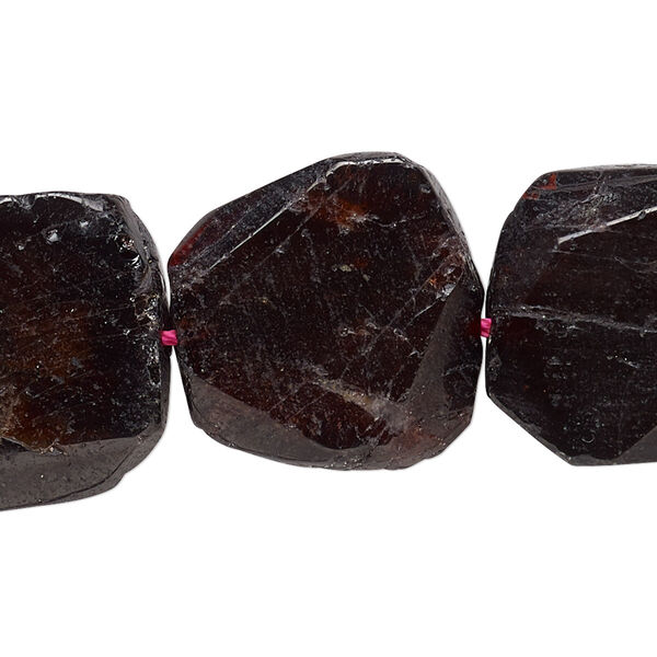 Bead, garnet (dyed), 21-24mm faceted flat freeform, C grade, Mohs hardness 7 to 7-1/2. Sold per 15-1/2" to 16" strand. image number 0