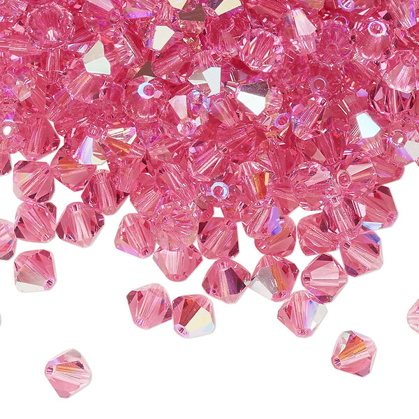 Bead 576pk rose glitter, Preciosa Czech crystal 5mm bicone image number 0