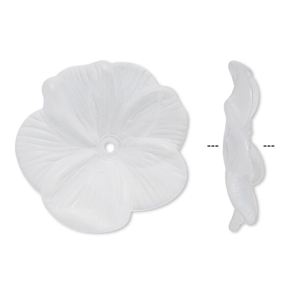 Component, acrylic, frosted clear, 31x6mm flower. Sold per pkg of 6. image number 0
