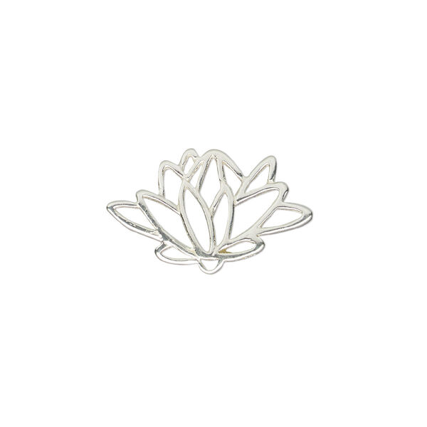 Component, Amoracast®, sterling silver, 18x11mm double-sided lotus with cutout. Sold individually. image number 0