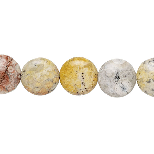 Sky eye jasper 1pkg1, puffed flat round bead natural 8 inch 12mm image number 0