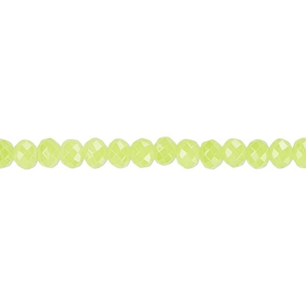 Bead 1pk light chartreuse frosted, Celestial Crystal® 4x3mm rondelle 15.5-16 inch image number 0