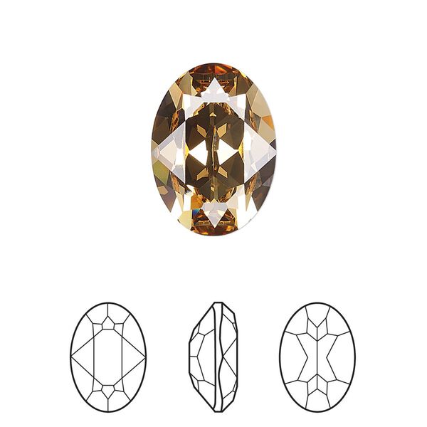 Fancy stone 48pk light Colorado topaz foil back, Swarovski® 18x13mm oval 4120 image number 0