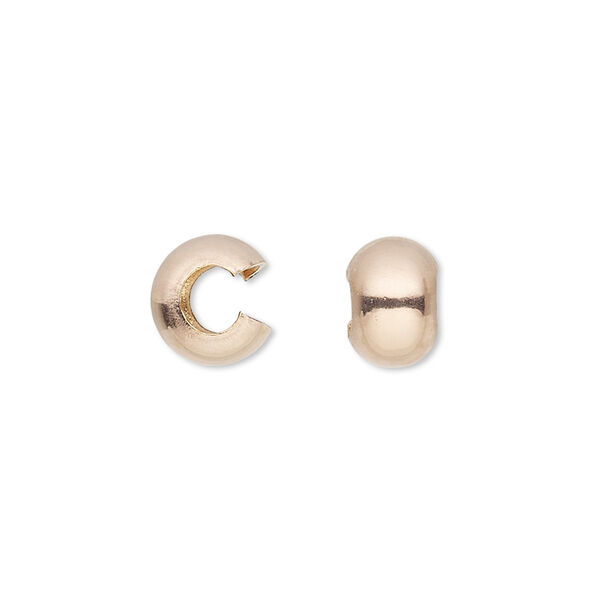 Crimp cover, 14Kt rose gold-filled, 4mm round. Sold per pkg of 10. image number 0