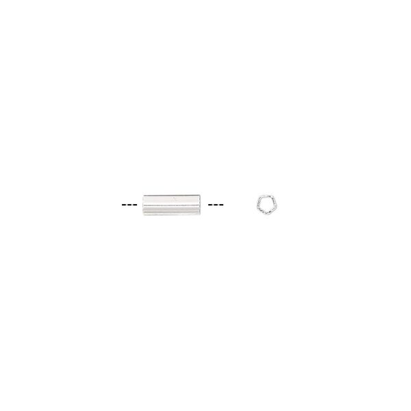 Bead, sterling silver, 6x2mm five-sided tube. Sold per pkg of 4. image number 0