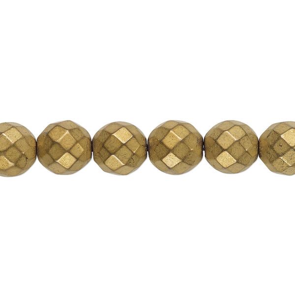 Hemalyke™ 1pkg1, matte electroplated faceted round bead 15.5-16 inch 8mm image number 0